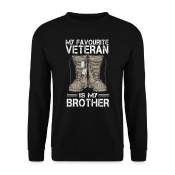 Mein Liebster Veteran Ist Mein Bruder Militär - Unisex Pullover - Schwarz - Vorne - Alina (178cm) & Michal (187cm)