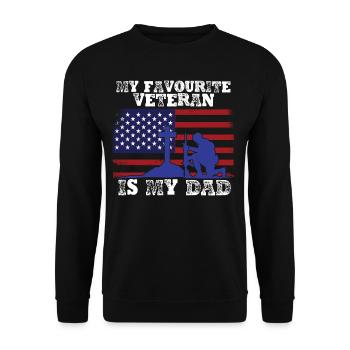 Mein Lieblingsveteran Ist Mein Vater Militär - Unisex Pullover - Schwarz - Vorne - Alina (178cm) & Michal (187cm)