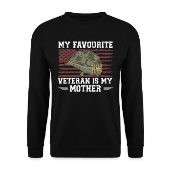 Mein Liebster Veteran Ist Meine Mutter Militär - Unisex Pullover - Schwarz - Vorne - Alina (178cm) & Michal (187cm)