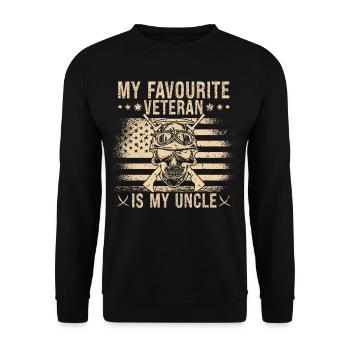 Mein Liebster Veteran Ist Mein Onkel Militär - Unisex Pullover - Schwarz - Vorne - Alina (178cm) & Michal (187cm)