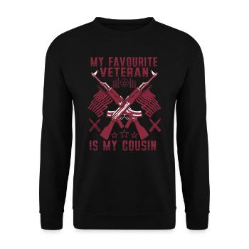 Mein Lieblingsveteran Ist Mein Cousin Militär - Unisex Pullover - Schwarz - Vorne - Alina (178cm) & Michal (187cm)