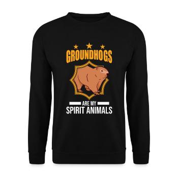 Murmeltier Spirit Animal Groundhog Marmot - Unisex Pullover - Schwarz - Vorne - Alina (178cm) & Michal (187cm)