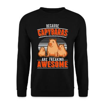 Because Capybaras are freaking awesome - Unisex Pullover - Schwarz - Vorne - Alina (178cm) & Michal (187cm)