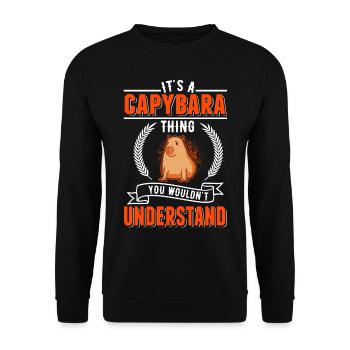Capybara Ding Wasserschwein Capibara - Unisex Sweatshirt - black - Front - Alina (178cm) & Michal (187cm)