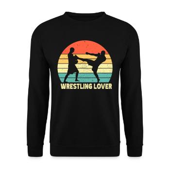 Wrestling Liebhaber Ringer Ringen Ringkampf - Unisex Pullover - Schwarz - Vorne - Alina (178cm) & Michal (187cm)