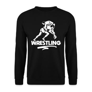 Ringen Ringer Wrestler Ringkampf Ringsport - Unisex Pullover - Schwarz - Vorne - Alina (178cm) & Michal (187cm)
