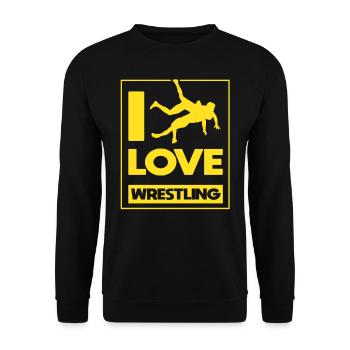 Ich Liebe Wrestling Ringen Ringkampf Ringer - Unisex Pullover - Schwarz - Vorne - Alina (178cm) & Michal (187cm)