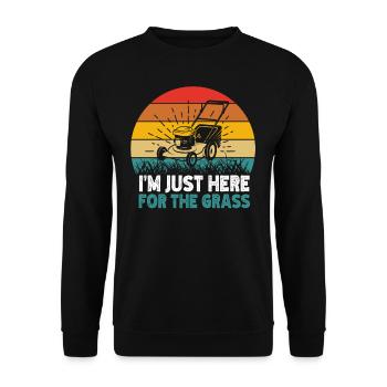 Ich Bin Nur Wegen Des Grases Hier Gras Rasenmähen - Unisex Pullover - Schwarz - Vorne - Alina (178cm) & Michal (187cm)