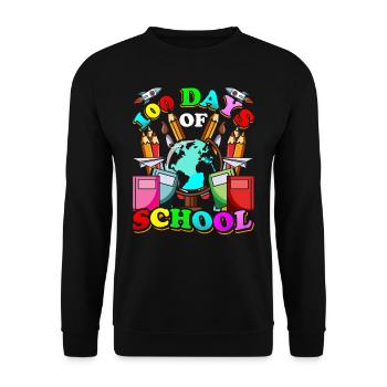 100 Tage Schule Lustig Sprüche Süß Team - Unisex Pullover - Schwarz - Vorne - Alina (178cm) & Michal (187cm)