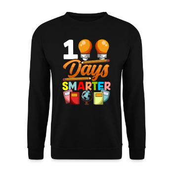 100 Tage Schlauer Lustig Sprüche Team Süß - Unisex Pullover - Schwarz - Vorne - Alina (178cm) & Michal (187cm)