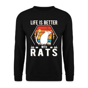 La vie est meilleure avec Rats Rat Hausratte - Sweat-shirt Unisexe - noir - Devant - Alina (178cm) & Michal (187cm)