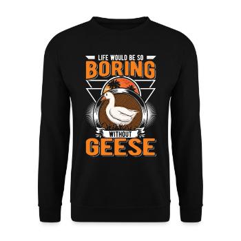 Geese Gift Goose Breeder Goose - Unisex Sweatshirt - black - Front - Alina (178cm) & Michal (187cm)