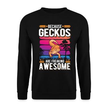 Because Geckos are freaking awesome - Unisex Pullover - Schwarz - Vorne - Alina (178cm) & Michal (187cm)