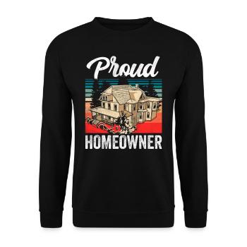 Stolzer Hauseigentümer Hausbesitzer Hausherr Haus - Unisex Pullover - Schwarz - Vorne - Alina (178cm) & Michal (187cm)