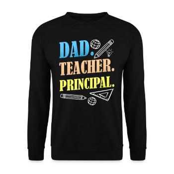 Father Teacher Principal Father's Day Homeschool Papa - Unisex Sweatshirt - black - Front - Alina (178cm) & Michal (187cm)