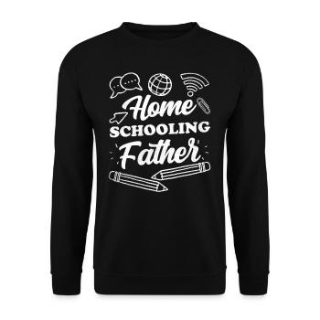 Father HomeSchooling Father's Day Papa Homeschool - Unisex Sweatshirt - black - Front - Alina (178cm) & Michal (187cm)