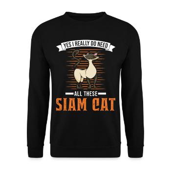 Siamkatze Geschenk Siamesische Katze Siam Cat - Unisex Pullover - Schwarz - Vorne - Alina (178cm) & Michal (187cm)