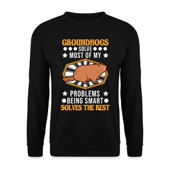 Marmot Gift Groundhog Day Marmot - Unisex Sweatshirt - black - Front - Alina (178cm) & Michal (187cm)