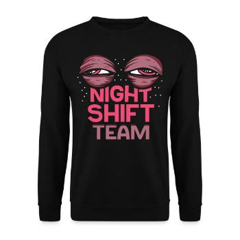Équipe de nuit Équipe De nuit Travail de collègue de nuit - Sweat-shirt Unisexe - noir - Devant - Alina (178cm) & Michal (187cm)