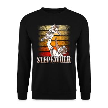 Stiefvater Vatertag Stepdad Stiefpapa - Unisex Pullover - Schwarz - Vorne - Alina (178cm) & Michal (187cm)
