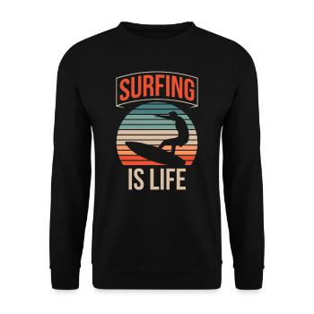 Surfing is life Surfboard Surfing Surfer - Unisex Sweatshirt - black - Front - Alina (178cm) & Michal (187cm)
