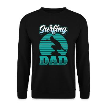 Surfender Vater Surfer Surfing Surfen Surfbrett - Unisex Pullover - Schwarz - Vorne - Alina (178cm) & Michal (187cm)