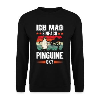 Ich mag einfach Pinguine - Unisex Pullover - Schwarz - Vorne - Alina (178cm) & Michal (187cm)