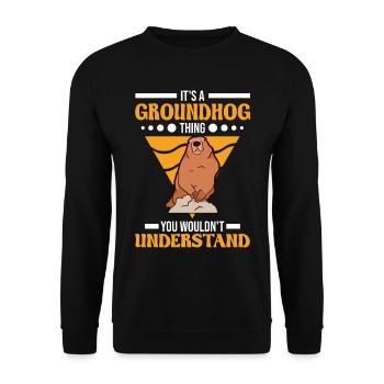 Murmeltier Ding Groundhog Day Marmot - Unisex Sweatshirt - black - Front - Alina (178cm) & Michal (187cm)