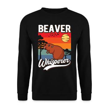 Biber Flüsterer Beaver Whisperer - Unisex Sweatshirt - black - Front - Alina (178cm) & Michal (187cm)