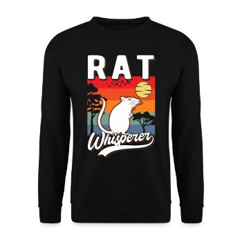 Rattenflüsterer Ratte Geschenk - Unisex Pullover - Schwarz - Vorne - Alina (178cm) & Michal (187cm)