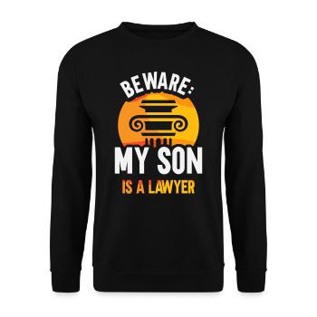 Attention Mon fils est avocat avocat - Sweat-shirt Unisexe - noir - Devant - Alina (178cm) & Michal (187cm)
