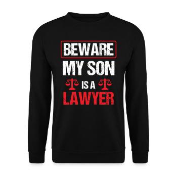 Attention Mon fils est avocat avocat - Sweat-shirt Unisexe - noir - Devant - Alina (178cm) & Michal (187cm)
