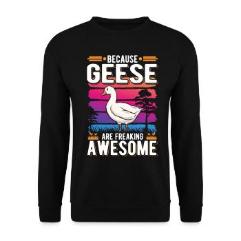 Because Geese are freaking awesome Gänse - Unisex Pullover - Schwarz - Vorne - Alina (178cm) & Michal (187cm)