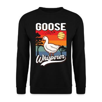 Gänseflüsterer Goose Whisperer Gans - Unisex Sweatshirt - black - Front - Alina (178cm) & Michal (187cm)