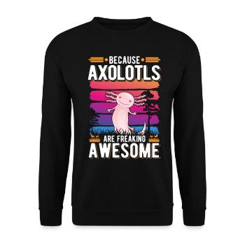 Because Axolotls are freaking awesome Schwanzlurch - Unisex Pullover - Schwarz - Vorne - Alina (178cm) & Michal (187cm)