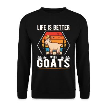 La vie est meilleure avec goats Ziegen Ziegenwirt - Sweat-shirt Unisexe - noir - Devant - Alina (178cm) & Michal (187cm)