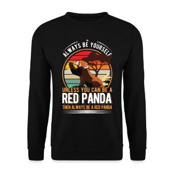 Roter Panda Geschenk Red Panda - Unisex Pullover - Schwarz - Vorne - Alina (178cm) & Michal (187cm)