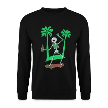 Skateboarding Skeleton Skater Palms and Beer - Unisex Sweatshirt - black - Front - Alina (178cm) & Michal (187cm)