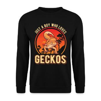 Gecko Junge Leopardengecko - Unisex Pullover - Schwarz - Vorne - Alina (178cm) & Michal (187cm)