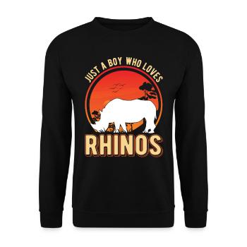 Just a Boy who loves Rhinos Nashorn - Unisex Pullover - Schwarz - Vorne - Alina (178cm) & Michal (187cm)
