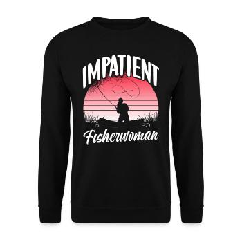 Ungeduldige Fischerin Angeln Fischen Fischer - Unisex Pullover - Schwarz - Vorne - Alina (178cm) & Michal (187cm)