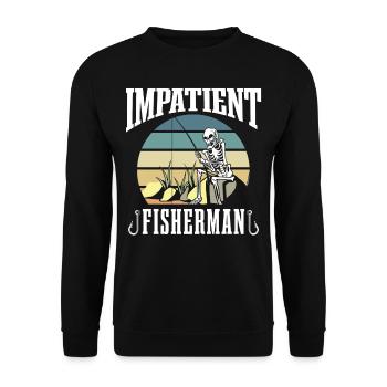 Ungeduldiger Fischer Angler Fischen Angeln - Unisex Pullover - Schwarz - Vorne - Alina (178cm) & Michal (187cm)