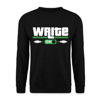 Continue writing Author Writer Writer - Unisex Sweatshirt - black - Front - Alina (178cm) & Michal (187cm)