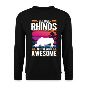 Because Rhinos are freaking awesome Nashorn - Unisex Pullover - Schwarz - Vorne - Alina (178cm) & Michal (187cm)