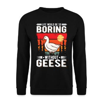 Geese Gift Goose Breeder Goose - Unisex Sweatshirt - black - Front - Alina (178cm) & Michal (187cm)