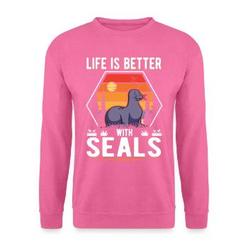 Life is better with Seal Robbe - Unisex Sweatshirt - pink - Front
