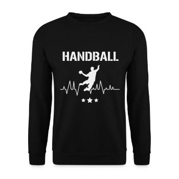 Handball EKG Herzschlag Puls Sprungwurf - Unisex Pullover - Schwarz - Vorne - Alina (178cm) & Michal (187cm)
