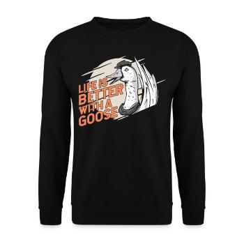 Life Is Better With A Goose Animal Geese - Unisex Sweatshirt - black - Front - Alina (178cm) & Michal (187cm)