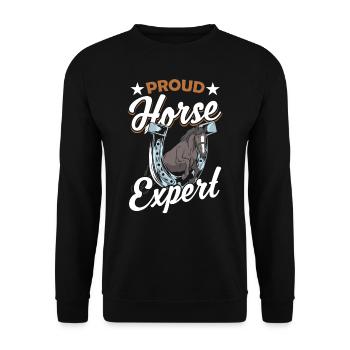 Stolzer Pferdeexperte Reiten Reiter Pferd - Unisex Pullover - Schwarz - Vorne - Alina (178cm) & Michal (187cm)
