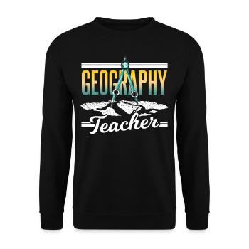 Geography teacher Profession Geographer Geography - Unisex Sweatshirt - black - Front - Alina (178cm) & Michal (187cm)